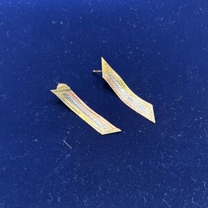 Elegant Gold and Silver Chevron Earrings